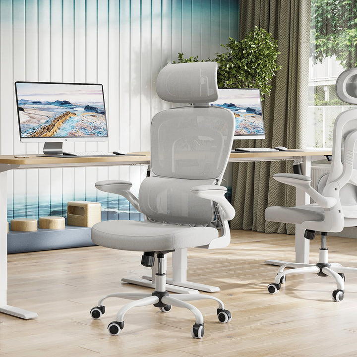Ergonomic Polyester/Polyester Blend Office Chair Inbox Zero Upholstery Color: Gray