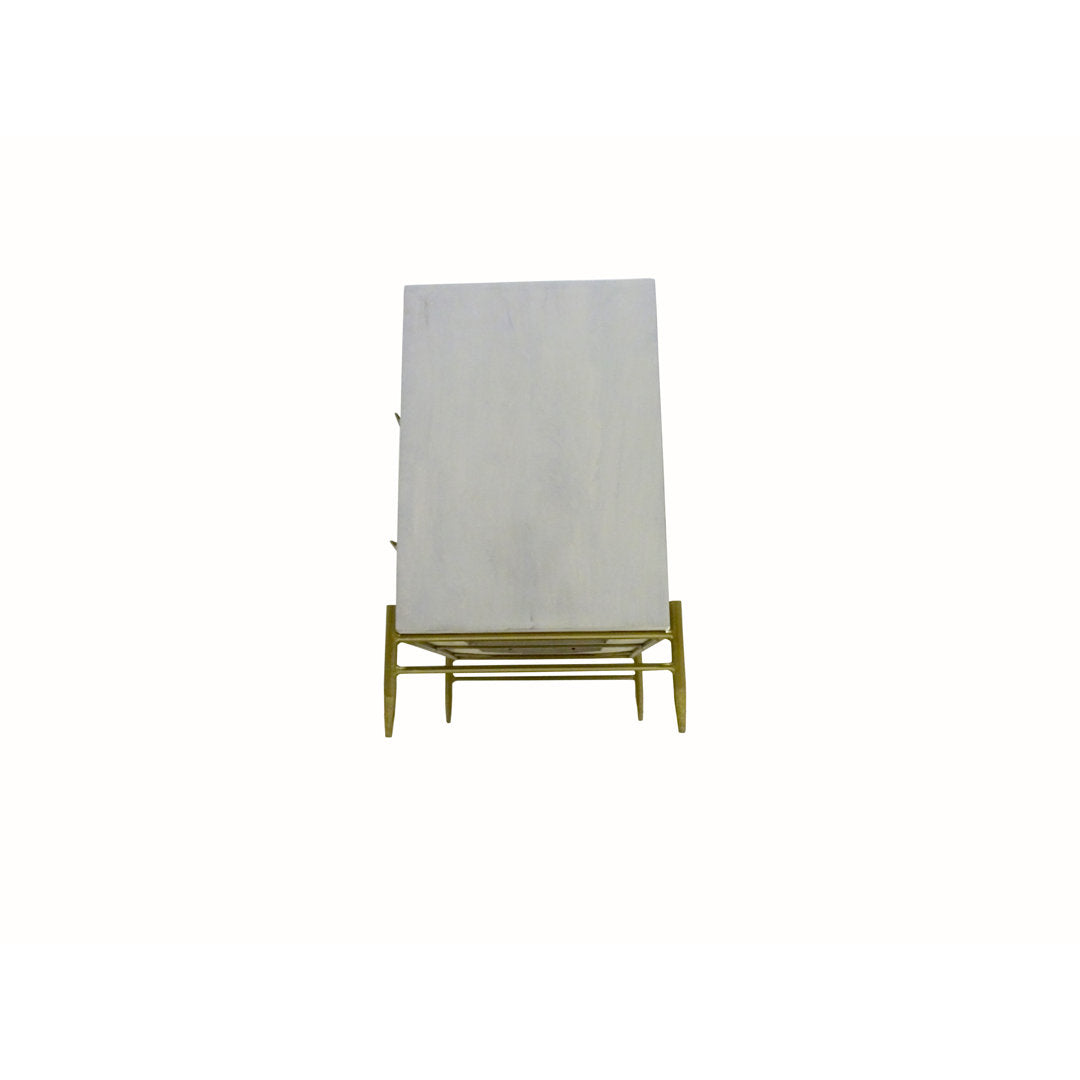 Wilbraham 2 - Drawer Nightstand in Cream/Brass Everly Quinn