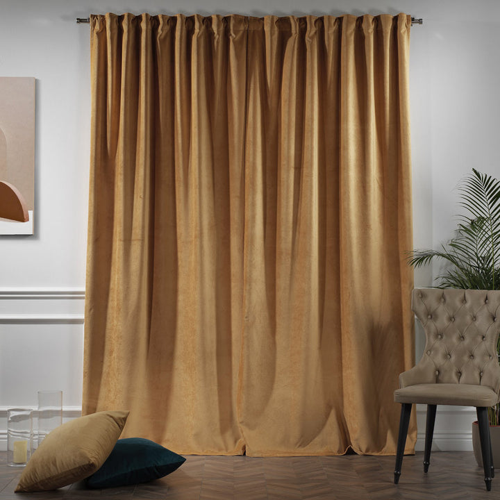 Matte Velvet Extra wide x Extra Long Custom Made Decorative Single Panel Lilijan Home & Curtain Curtain Color: 61 Dijon Size per Panel: 100" W x 132" L