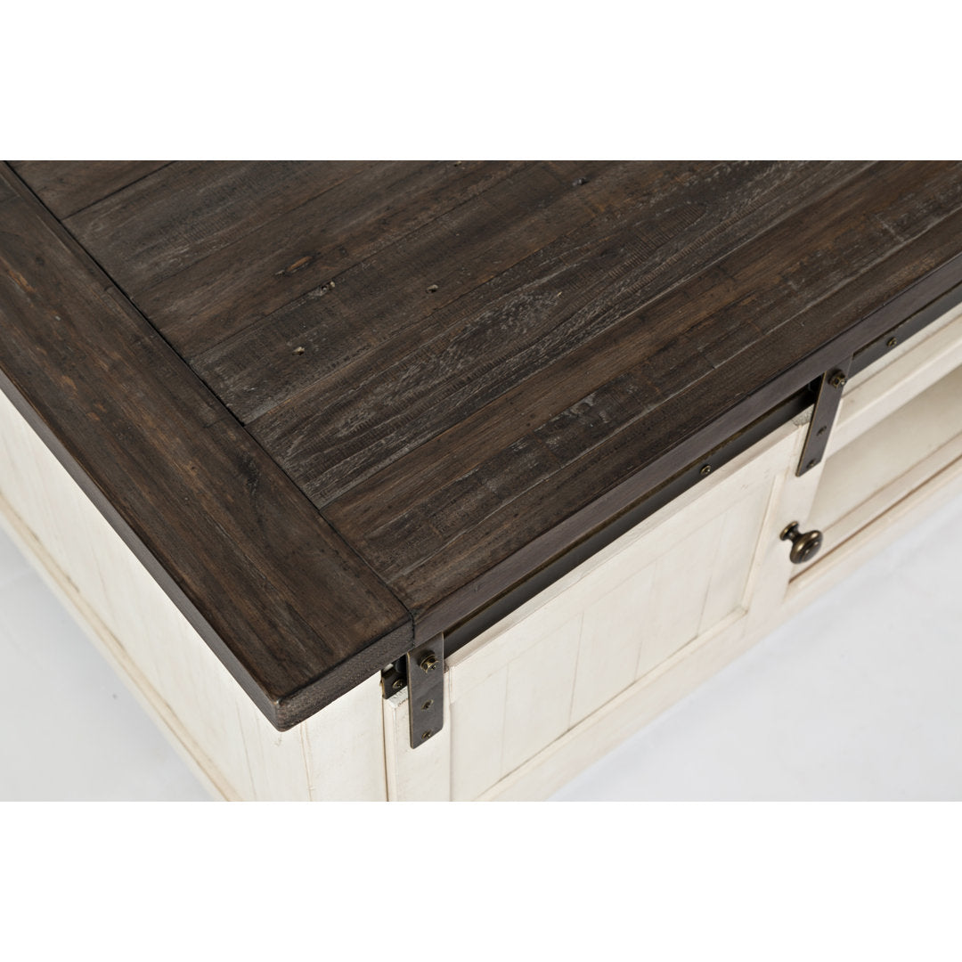 Solid Wood Coffee Table with Storage Sand & Stable™ Table Base Color: White