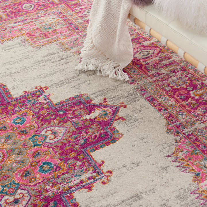 Abbate Oriental Ivory/Pink Indoor Area Rug Mercury Row® Rug Size: Rectangle 5'3" x 7'3"