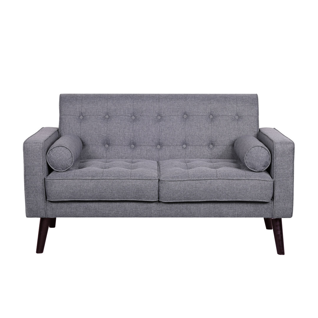 Benayah 56.3" Linen Square Arm Loveseat George Oliver Upholstery: Light Gray