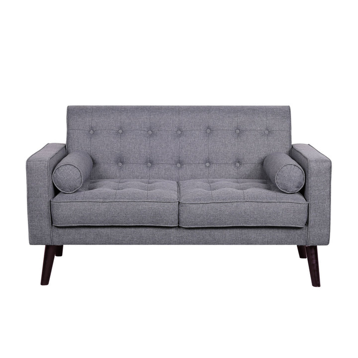 Benayah 56.3" Linen Square Arm Loveseat George Oliver Upholstery: Light Gray