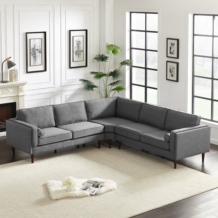 Isaak 105" Wide Symmetrical Corner Etta Avenue™ Fabric: Dark Gray Linen