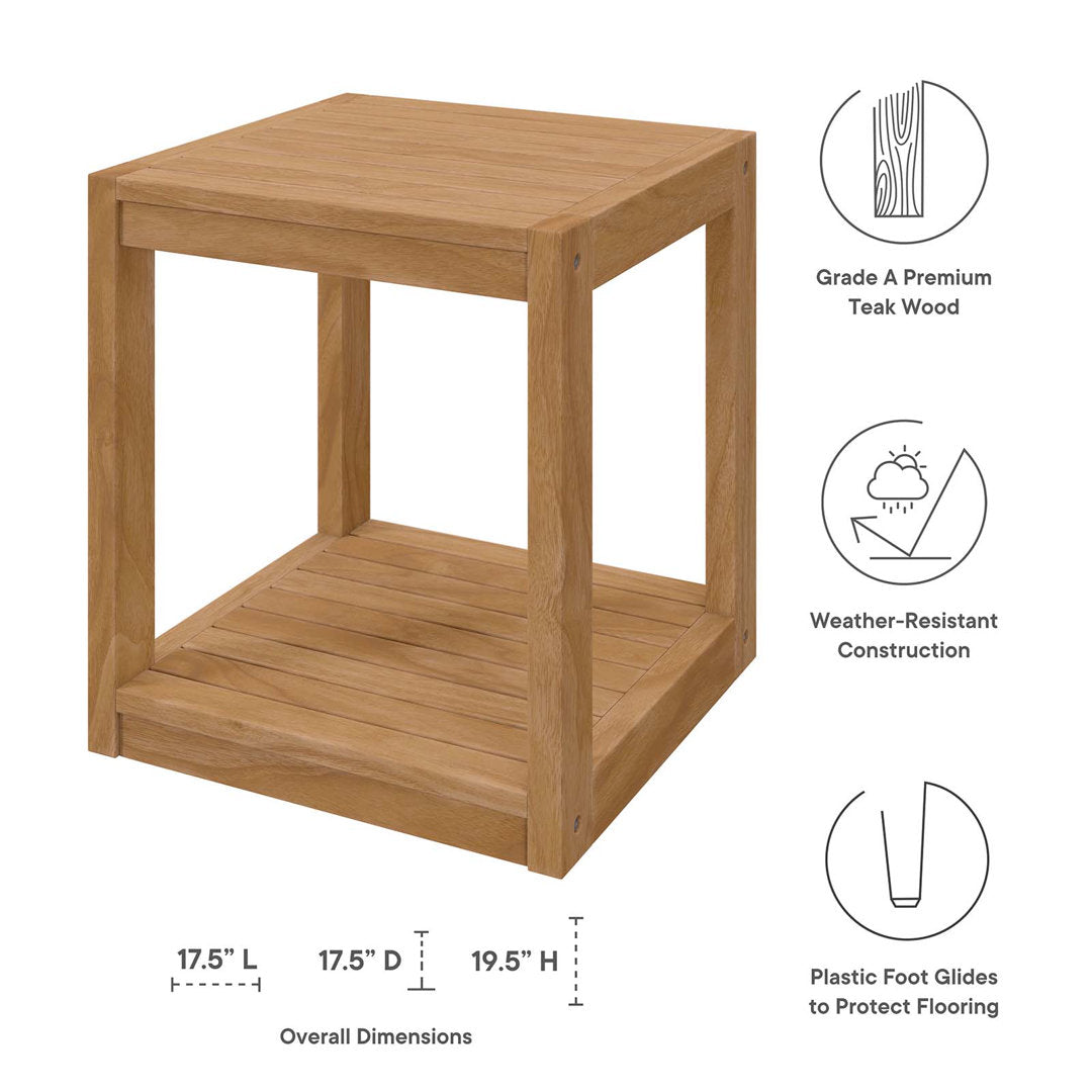 Modway Carlsbad Teak Wood Outdoor Patio Side Table Modway