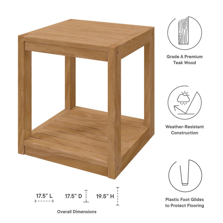 Modway Carlsbad Teak Wood Outdoor Patio Side Table Modway