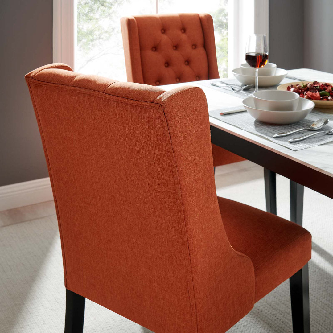 Modway Baronet Button Tufted Fabric Dining Chair Modway Upholstery Color: Orange