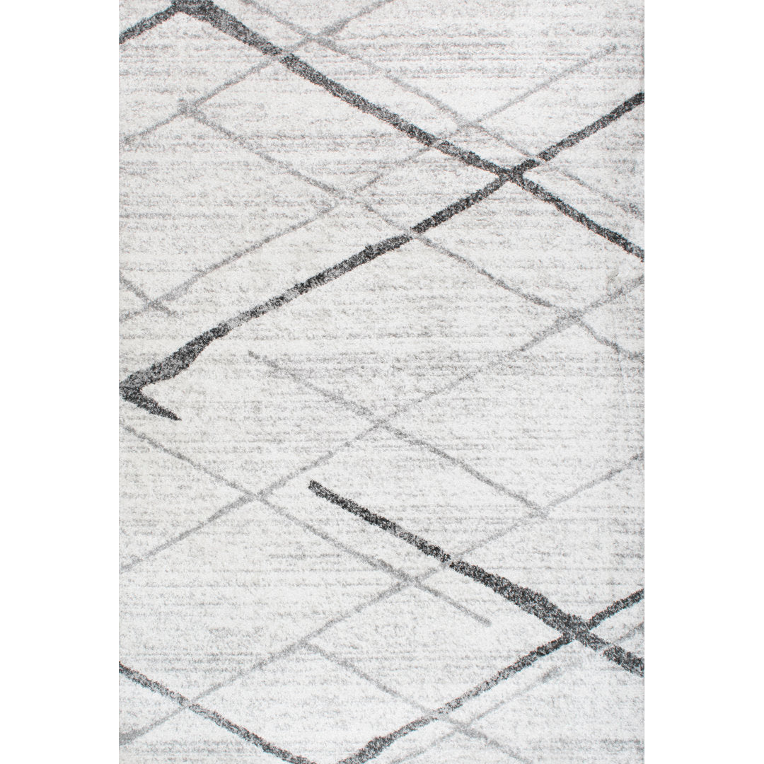 Amii Abstract Stripe Contemporary Ivory/Gray/Charcoal Area Rug Wrought Studio™ Rug Size: Rectangle 12' x 15'