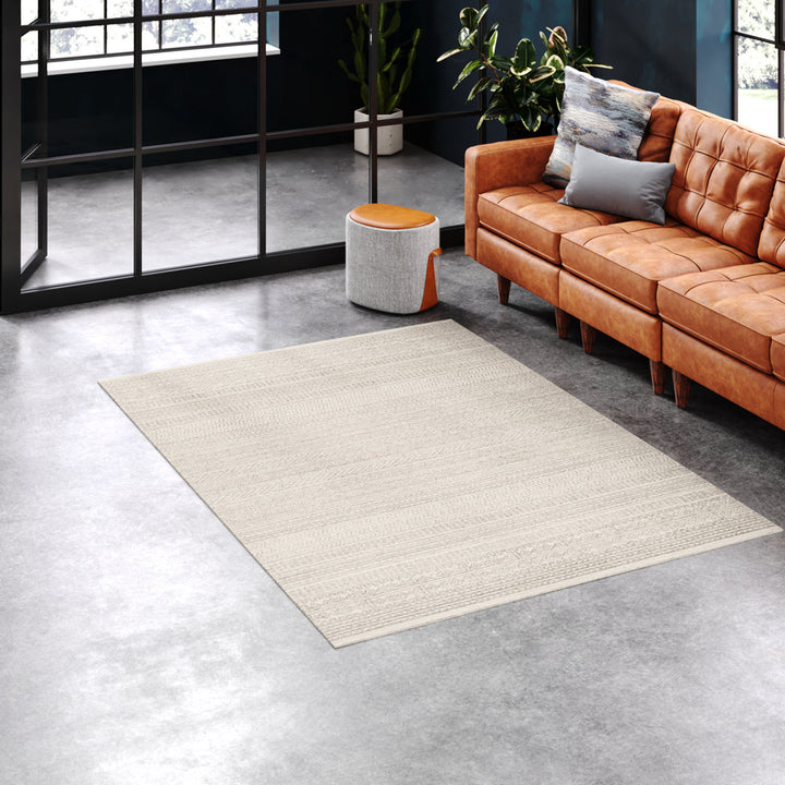 Lansing Geometric Hand-Tufted Wool Gray/Cream Area Rug Steelside™ Rug Size: Rectangle 5' x 7'6"
