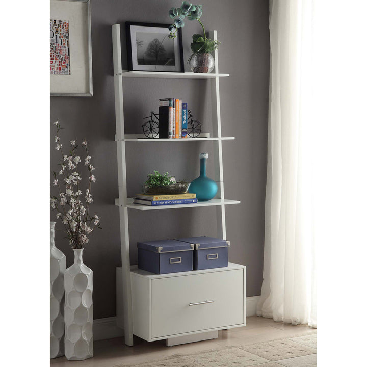69'' H x 24.75'' W Solid Wood Ladder Bookcase Ebern Designs Color: White