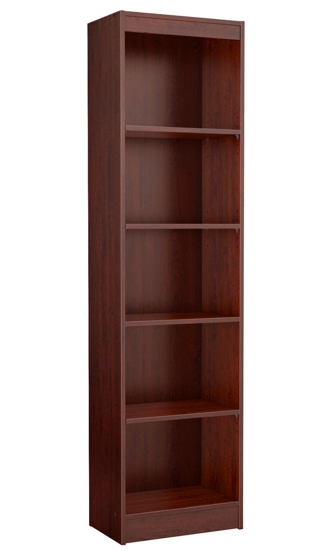 Axess Narrow 5-Shelf Narrow Bookcase Pure White South Shore Color: Royal Cherry