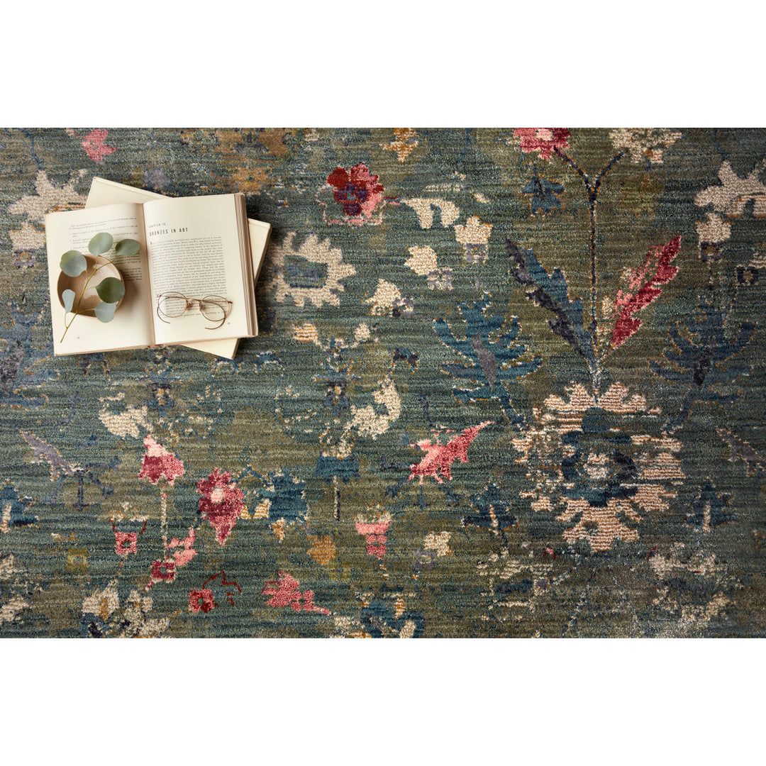 Febbas Oriental Machine Made Power Loom Area Rug in Moss Green Lark Manor™ Rug Size: Rectangle 2'7" x 4'