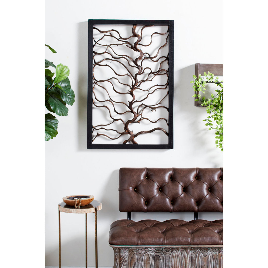 Rectangular Bauhinia and Teak Wood Wall Décor World Menagerie
