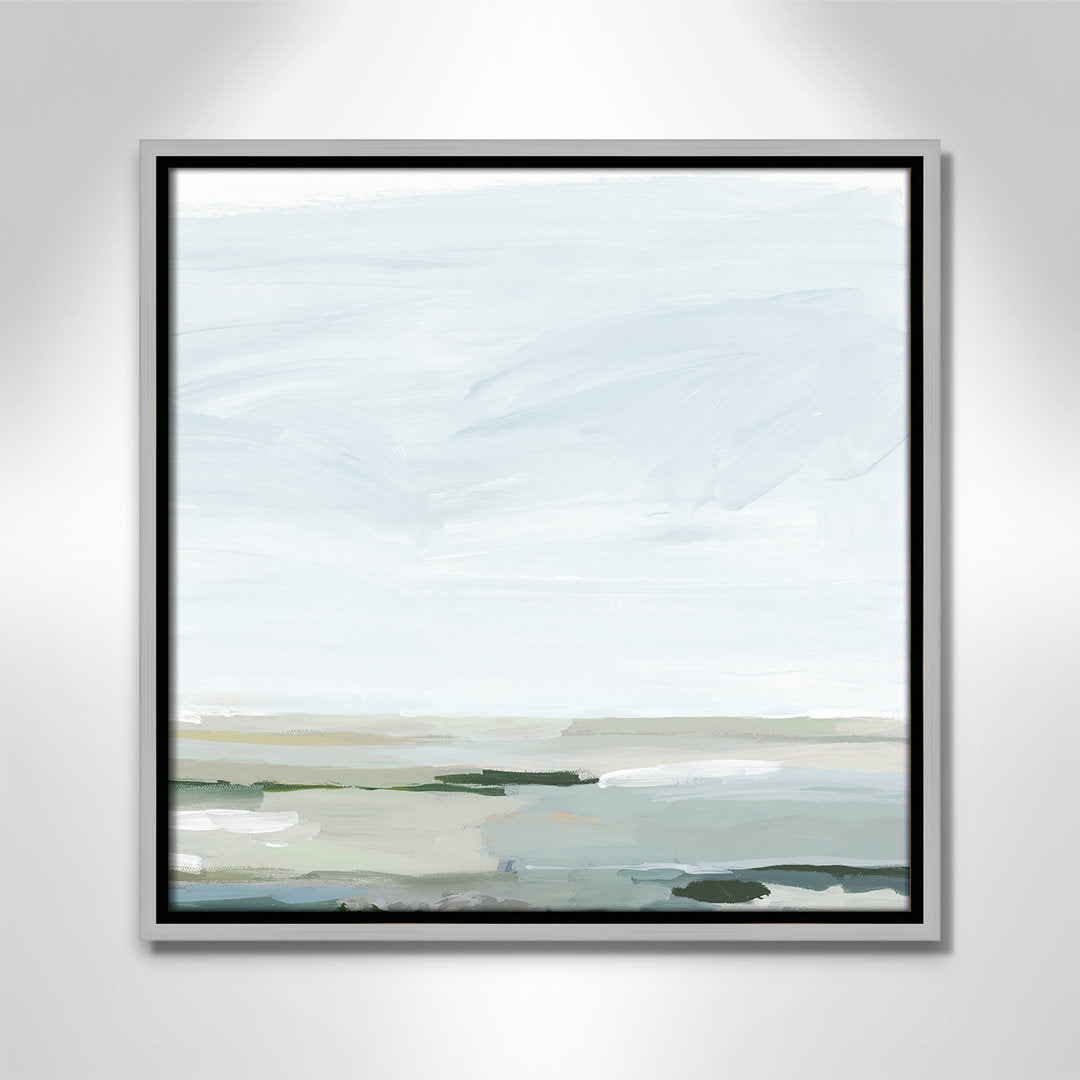 Pure Stillness - Floater Frame Painting Print on Canvas Joss & Main Size: 17.5" H x 17.5" W x 2" D Format: Silver