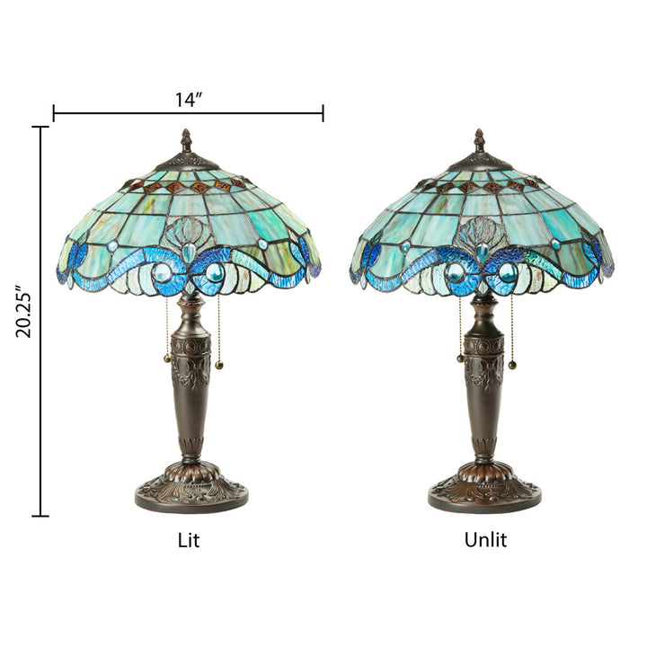 Cristy Hill 20.25"H Baroque Stained Glass Table Lamp Fleur De Lis Living