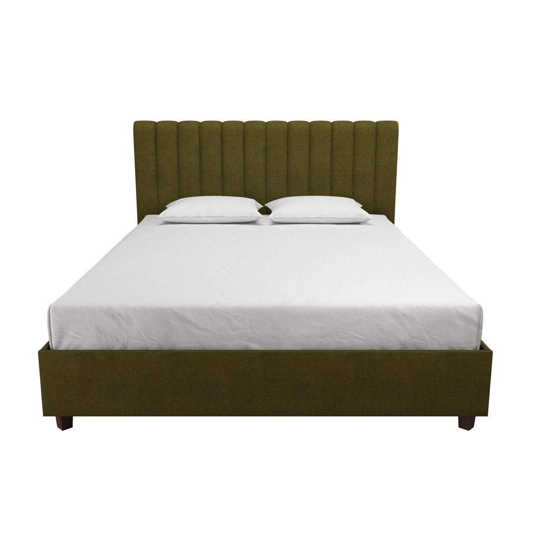 Brittany Tufted Upholstered Platform Bed Novogratz Color: Green Size: Queen