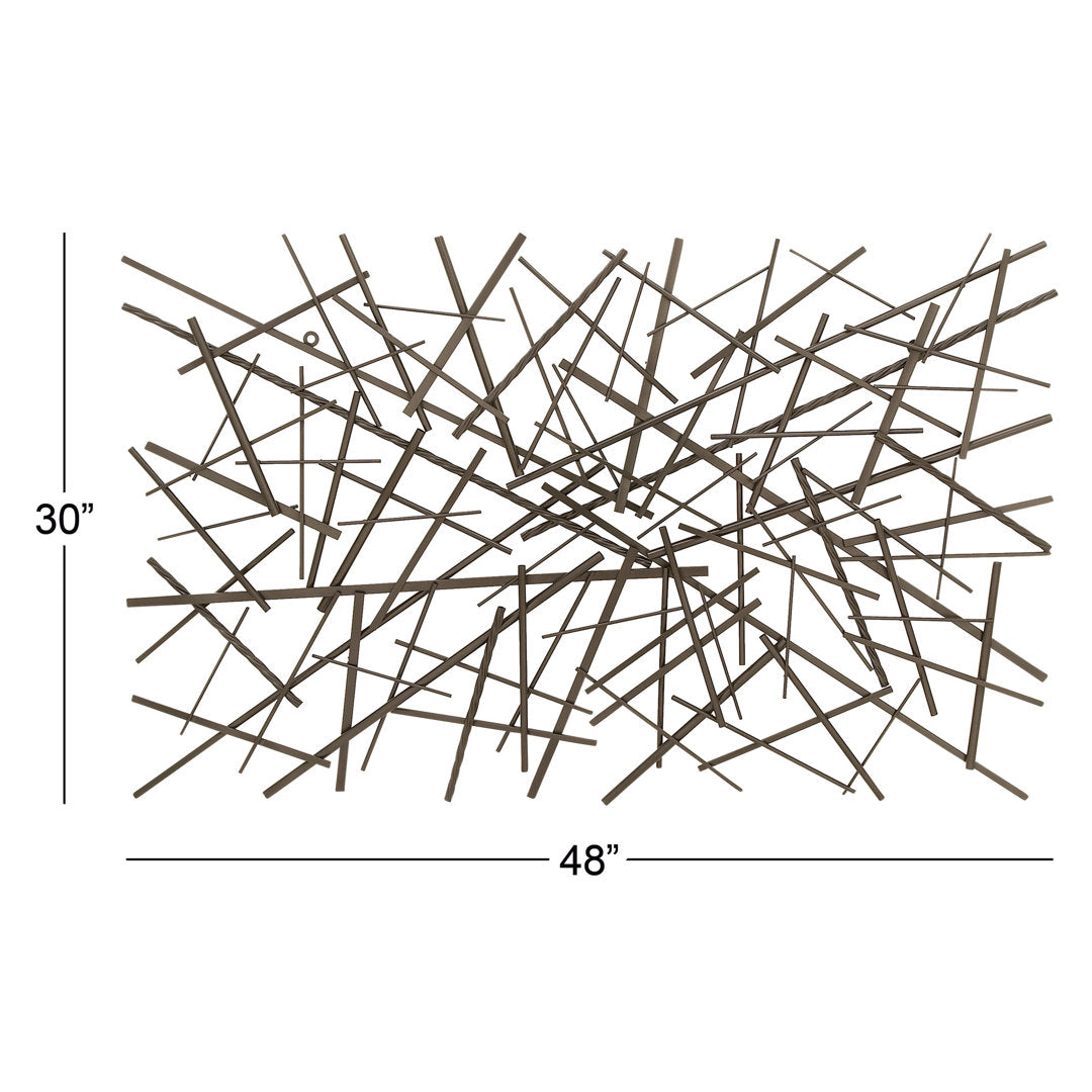 Black Metal Overlapping Lines Geometric Home Wall Decor Mercury Row®