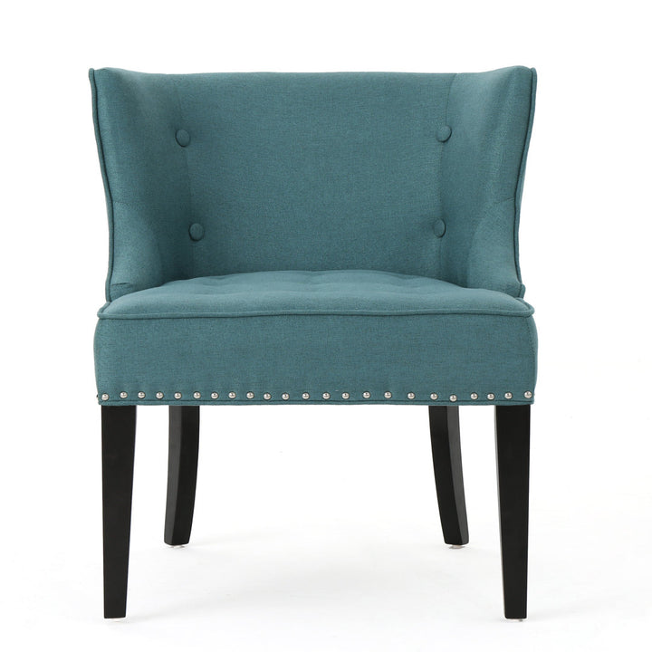 Staas 71.12Cm Wide Tufted Polyester Wingback Chair Charlton Home® Fabric: Dark Teal 100% Polyester