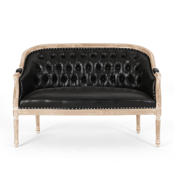 Atenea 49.5'' Upholstered & Birch Wood Loveseat August Grove® Upholstery Color: Midnight Black