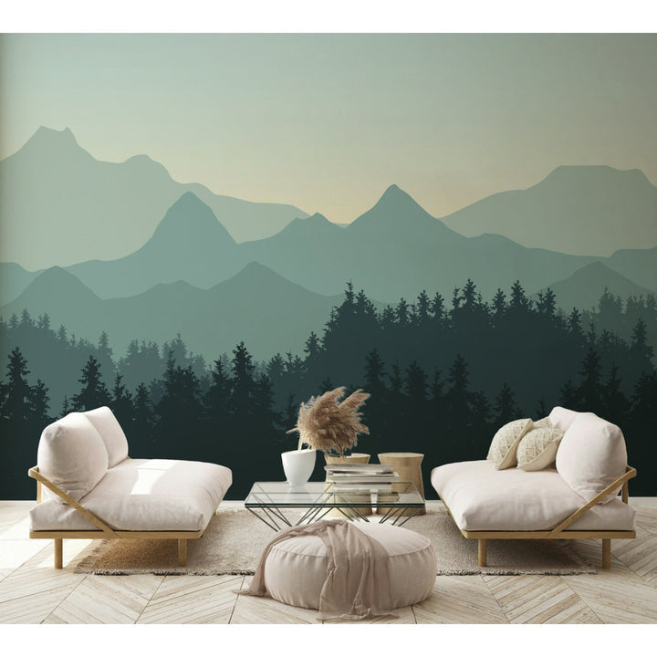 Jaylyne Serene Mountain and Forest Silhouette Paintable Wallpaper Roll (Set of 6) Loon Peak® Size: 50"L x 75"W