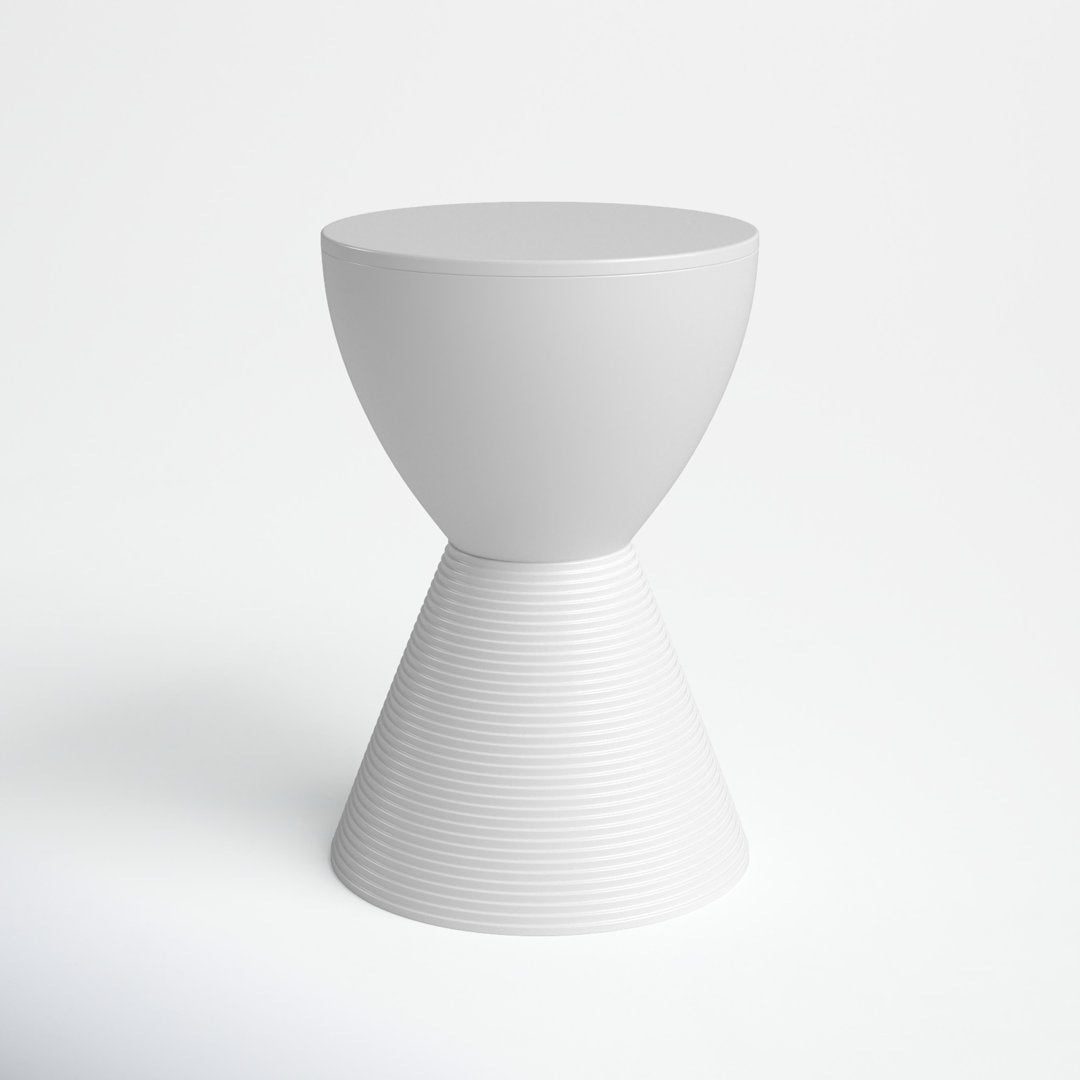 Durant Reversible Drum End Table with Storage – No Assembly Lightweight Accent Side Table for Indoor & Outdoor Use AllModern Color: White