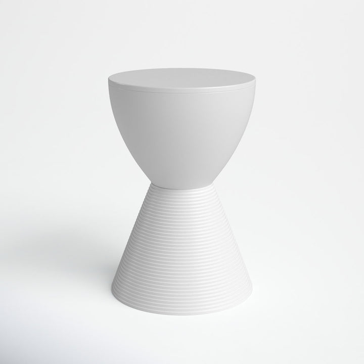 Durant Reversible Drum End Table with Storage – No Assembly Lightweight Accent Side Table for Indoor & Outdoor Use AllModern Color: White