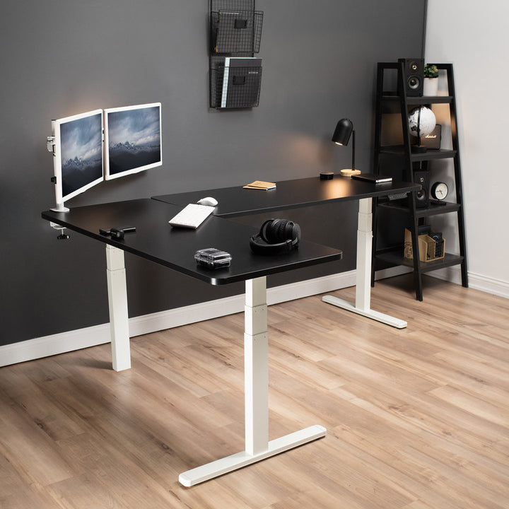 Electric 83" x 60" Stand Up Corner Desk Vivo Color (Top/Frame): Black/White