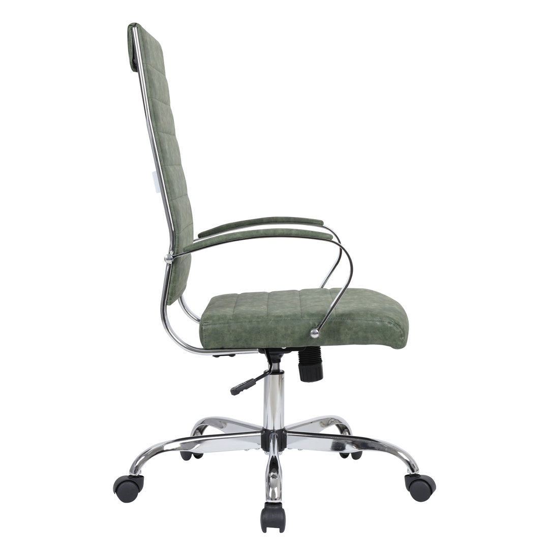 Mulkey High-Back Leather Office Chair with Adjustable Height, Swivel, and Tilt Orren Ellis Upholstery Color: Green
