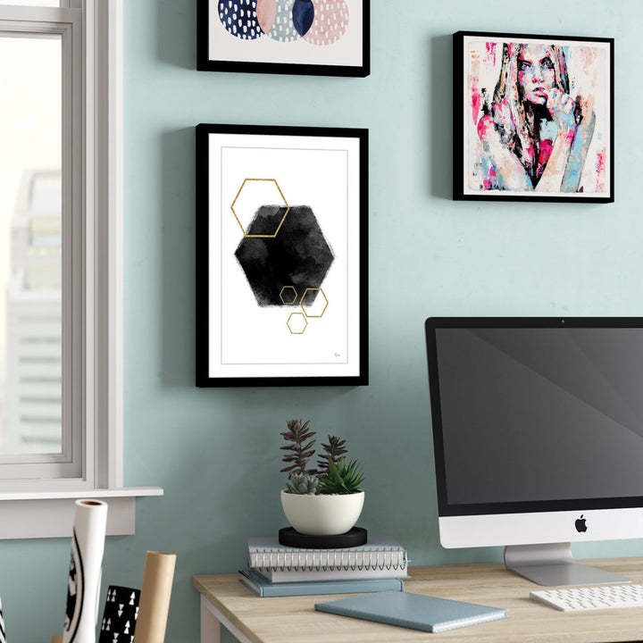 Black Hole Hexagon by Eyre Tarney Picture Frame  Print Etta Avenue™ Teen Size: 24" H x 16" W x 1.5" D