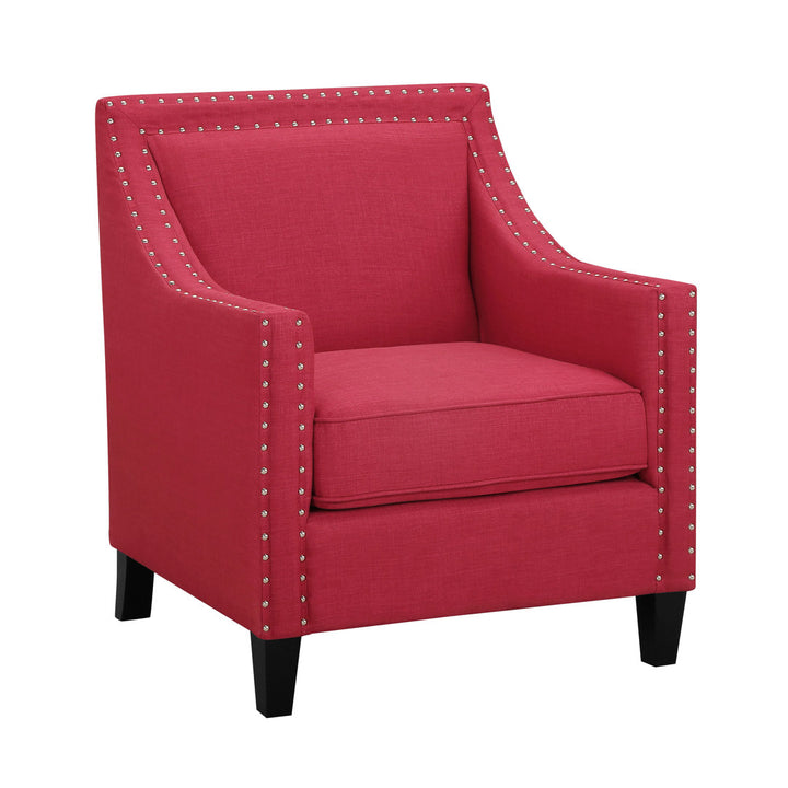 Hilga Erica Accent Armchair With Chrome Nailhead Trim Winston Porter Fabric: Red Polyester Blend