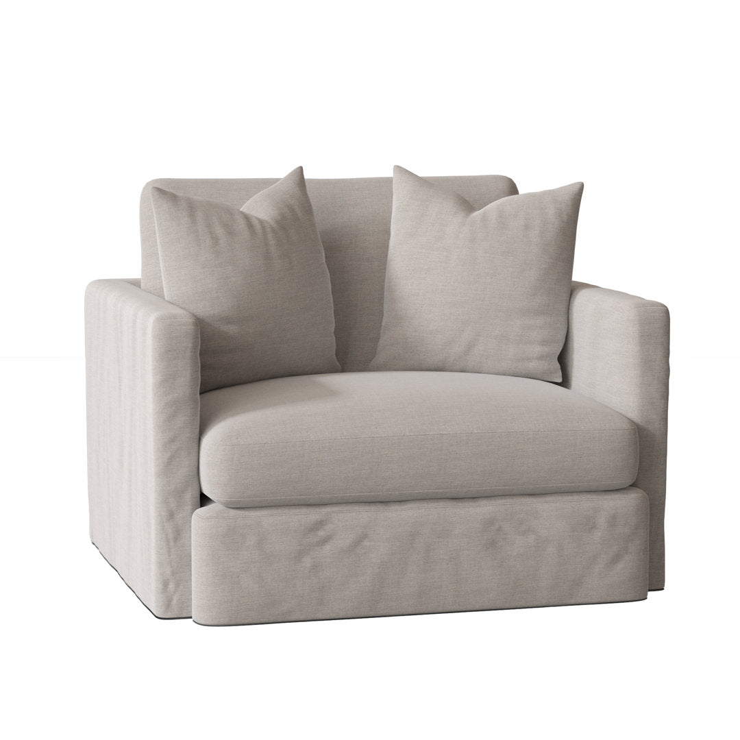 Kian 47" Wide Down Cushion Slipcovered Armchair Wayfair Custom Upholstery™ Fabric: Cast Silver Sunbrella®