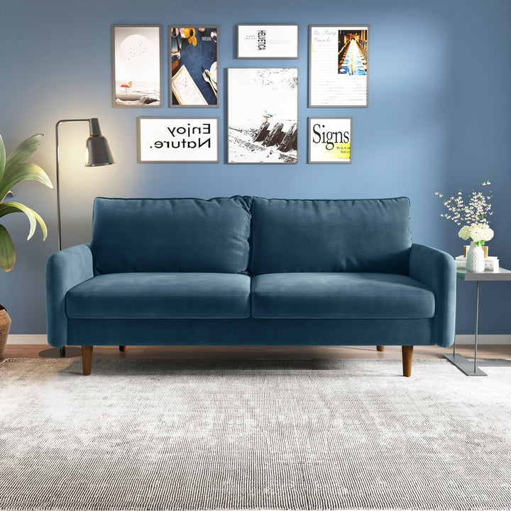 Anacapa 70" Velvet Round Arm Sofa Corrigan Studio® Fabric: Prussian Blue Velvet
