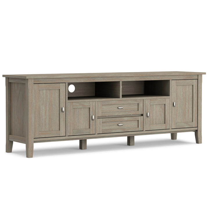 Warm Shaker SOLID WOOD 72 inch TV Media Stand  For TVs up to 80 inches Simpli Home Color: Distressed Gray