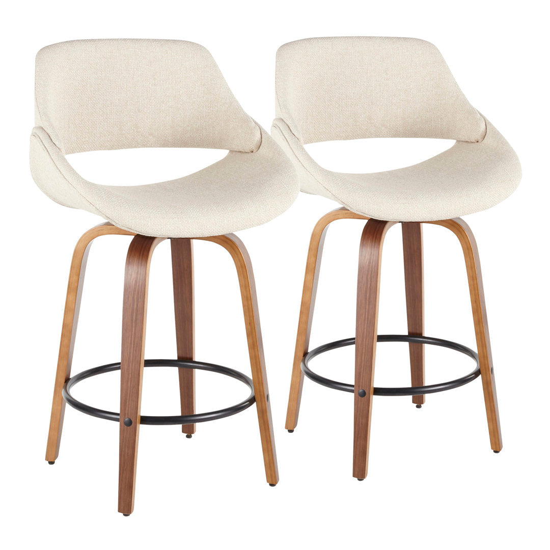 Lakyia Upholstered Bar & Counter Stool with Round Footrest George Oliver Upholstery: Cream, Seat Height: Counter Stool (26" Seat Height)