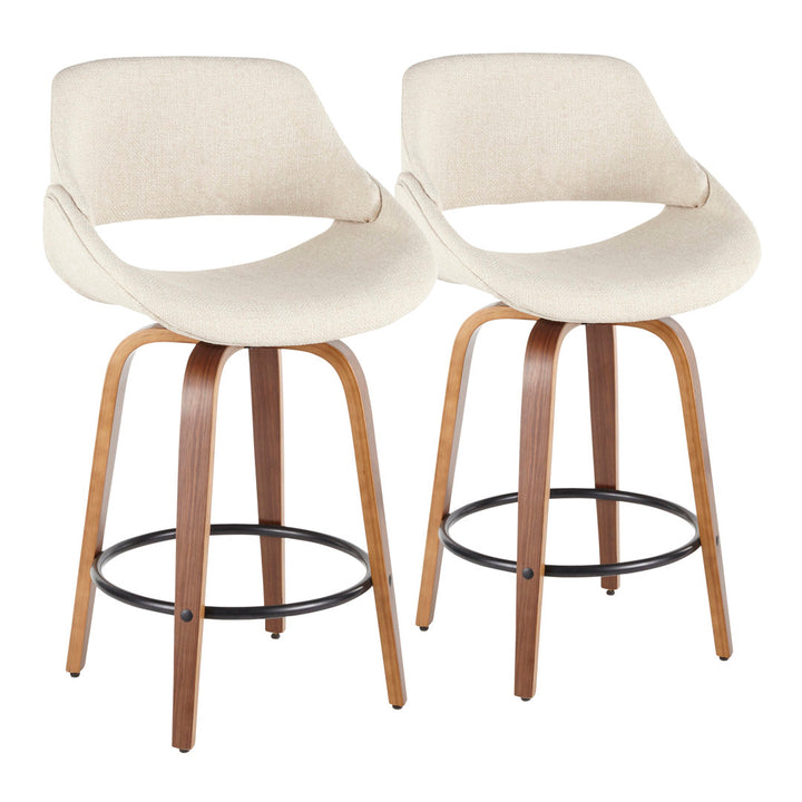 Lakyia Upholstered Bar & Counter Stool with Round Footrest George Oliver Upholstery: Cream, Seat Height: Counter Stool (26" Seat Height)