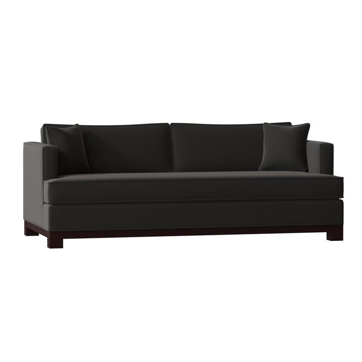Cassidy Recessed Arm Sofa with Reversible Cushions Poshbin Leg Color: Dark Brown Size: 84 Inches Body Fabric: Aura Snow