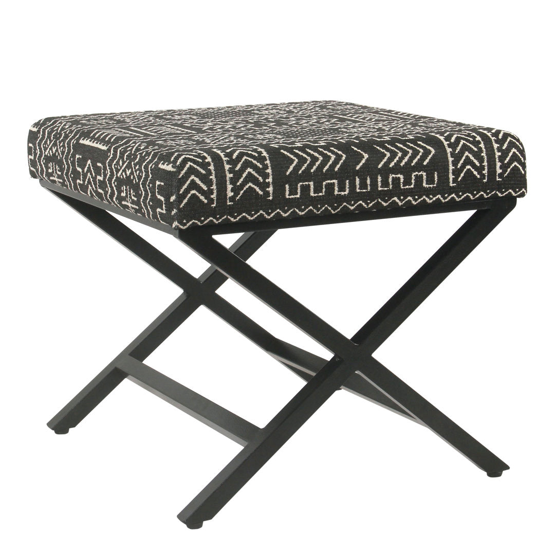 Priscilla 20" Wide Square Standard Ottoman Joss & Main Body Fabric: Geometric Eclectic Black/White