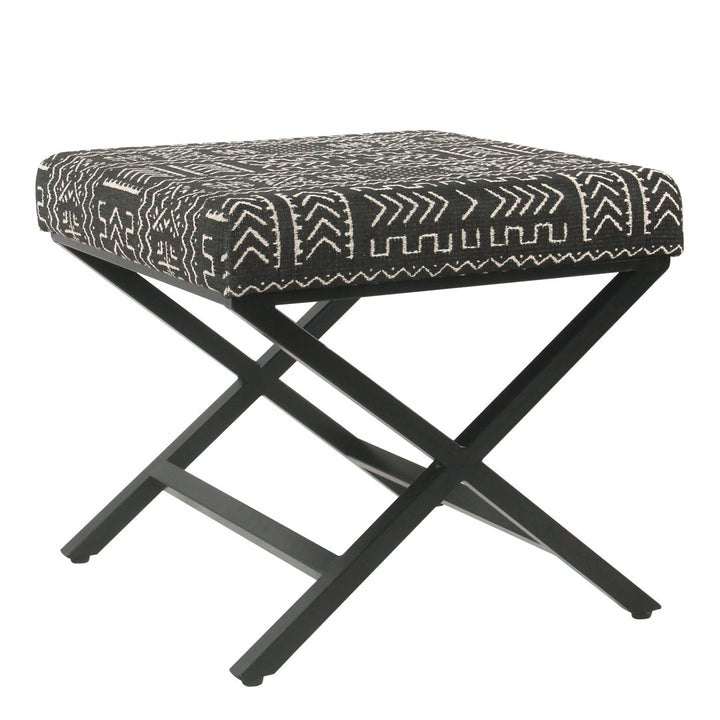 Priscilla 20" Wide Square Standard Ottoman Joss & Main Body Fabric: Geometric Eclectic Black/White