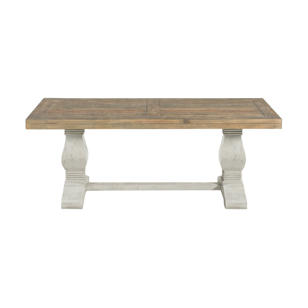 Sarcoline Solid Wood Pedestal Coffee Table The Twillery Co.® Table Top Color/Table Base Color: Reclaimed Natural/White Stain
