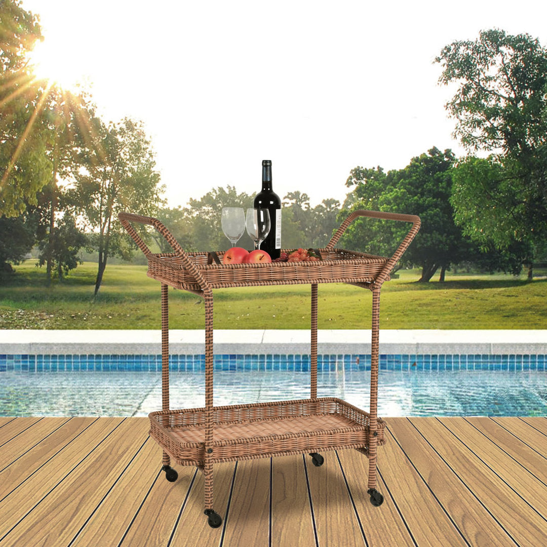 Warba Bar Cart with Metal Frame and Wicker Outer Bay Isle Home™ Color: Honey