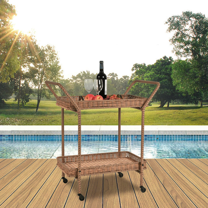 Warba Bar Cart with Metal Frame and Wicker Outer Bay Isle Home™ Color: Honey