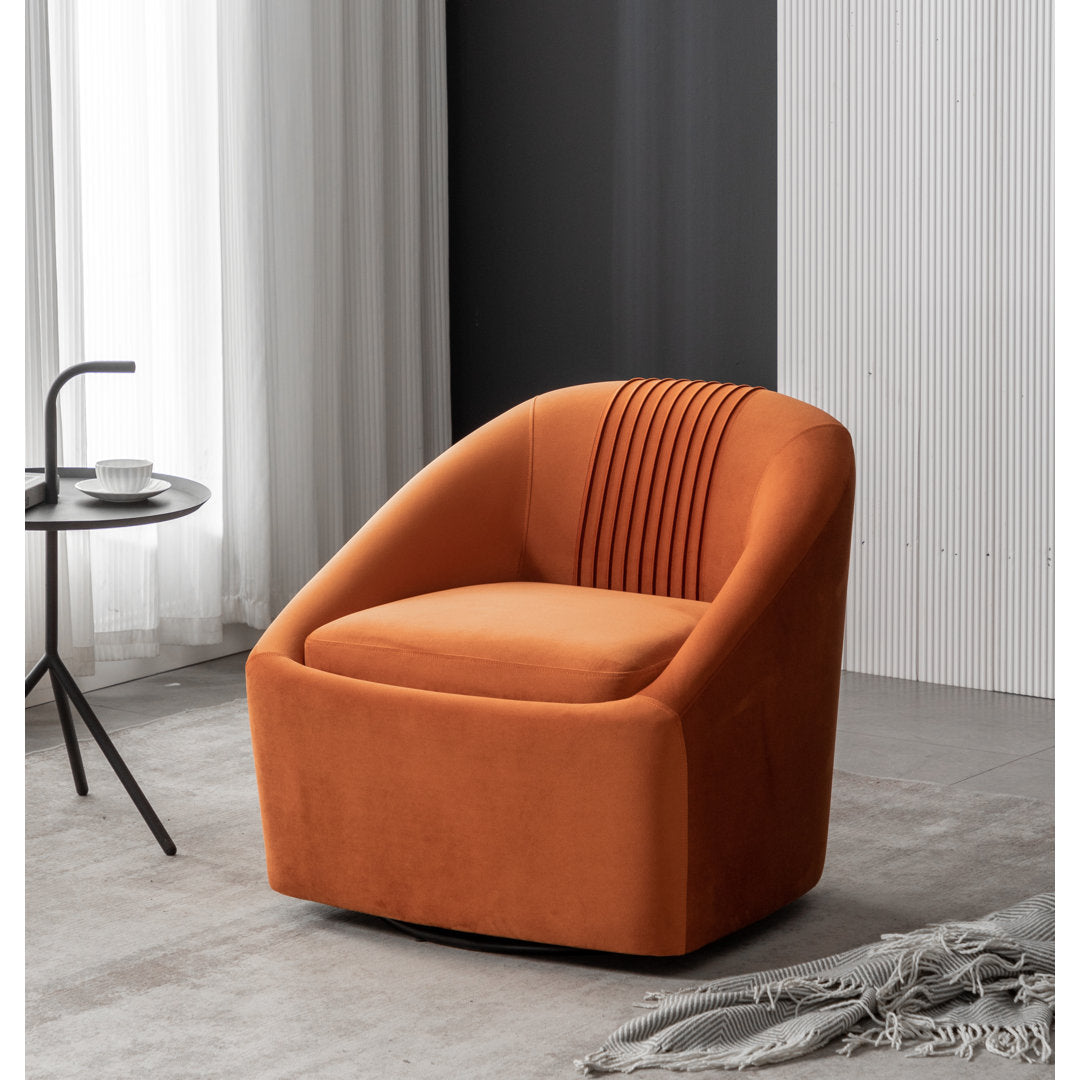 Arrun 28" W Velvet Swivel Barrel Chair (Set of 2) Wade Logan® Fabric: Orange Velvet