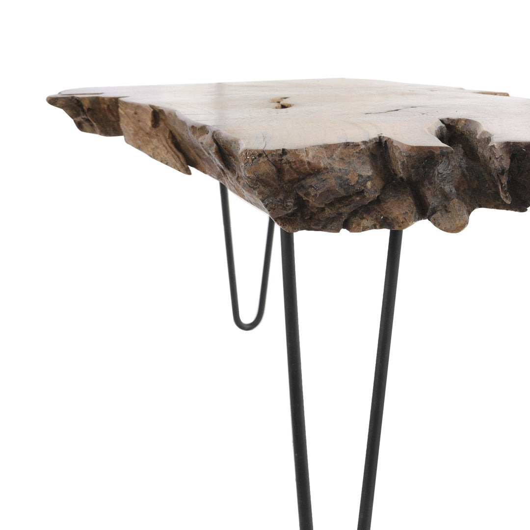 Ashyria Teak Wood Handmade Live Edge Living Room Coffee Table with Black Metal Hairpin Legs Wade Logan® Size: 16.5" H x 24" L x 42.7" W
