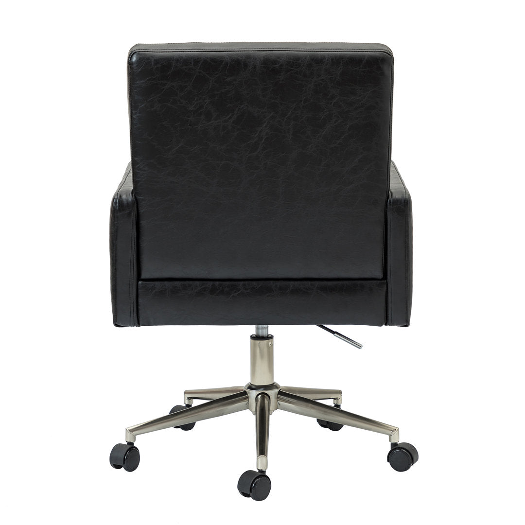 Auric Mid-Century Modern Vegan Leather Height-Adjustable Swivel Office Chair Wade Logan® Upholstery Color: Black