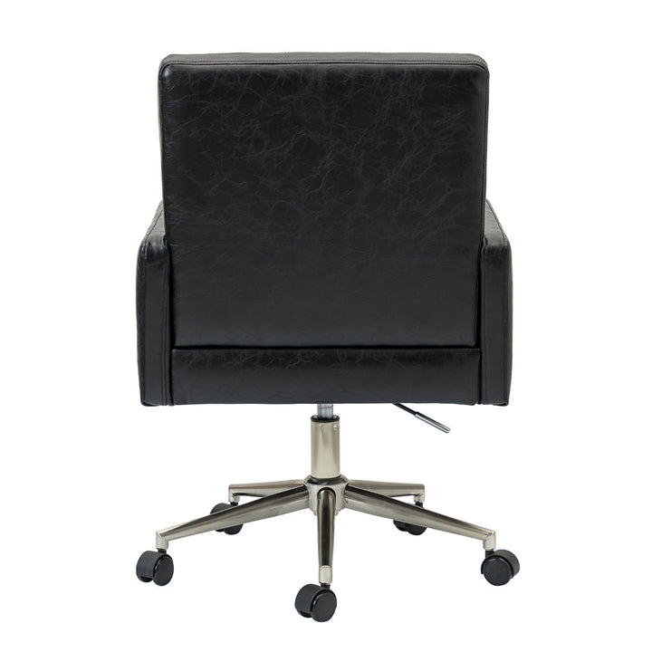 Auric Mid-Century Modern Vegan Leather Height-Adjustable Swivel Office Chair Wade Logan® Upholstery Color: Black