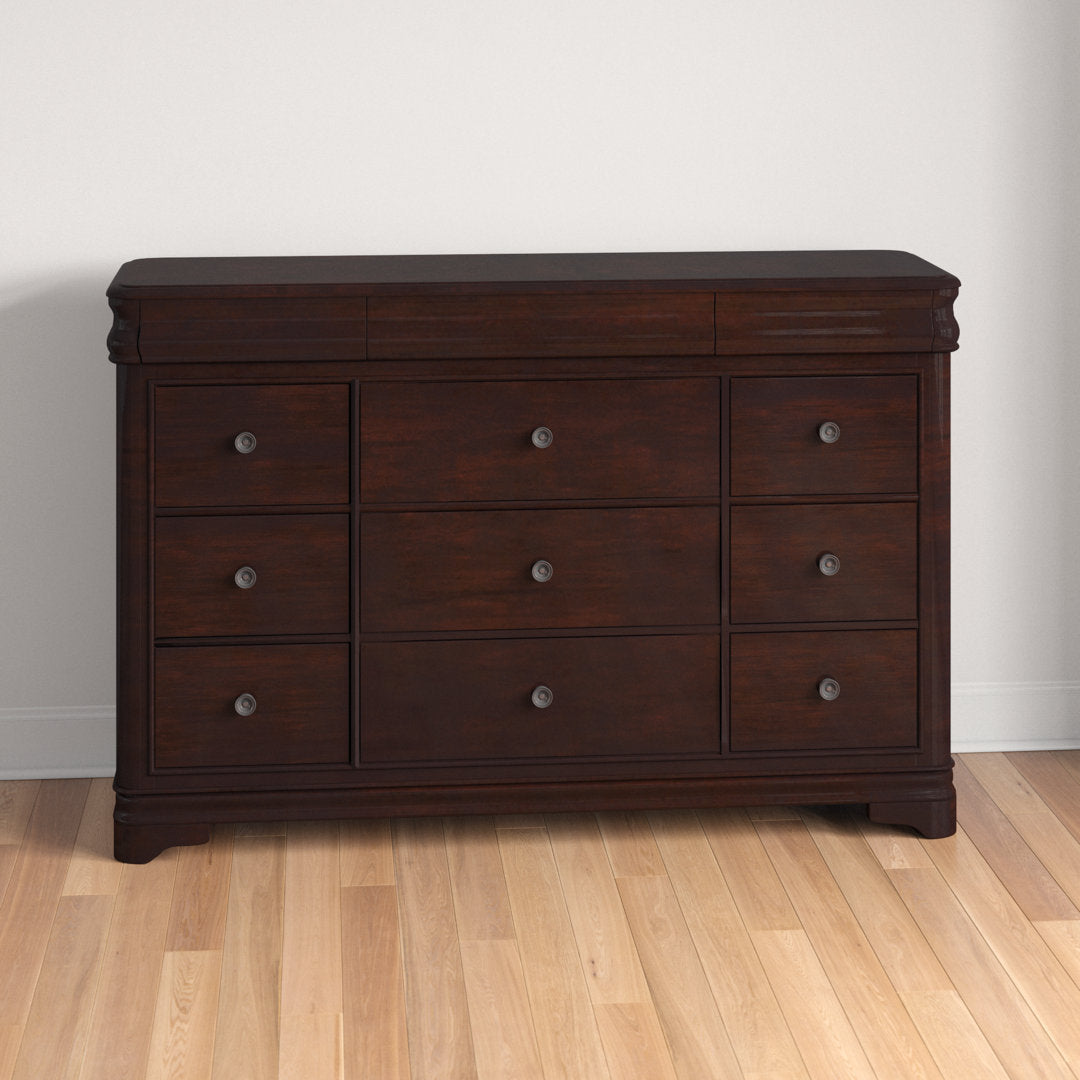Altigarron 9 Drawer 65" W Solid Wood Dresser Lark Manor™