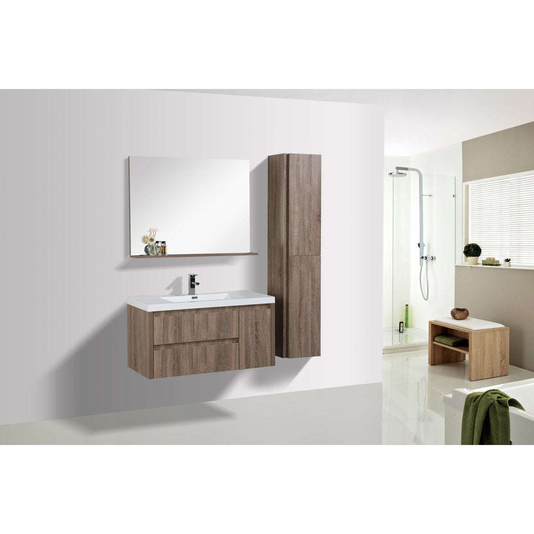 Ayeasha 42" Wall-Mounted Single Bathroom Vanity Set Ivy Bronx Base Finish: Rosewood