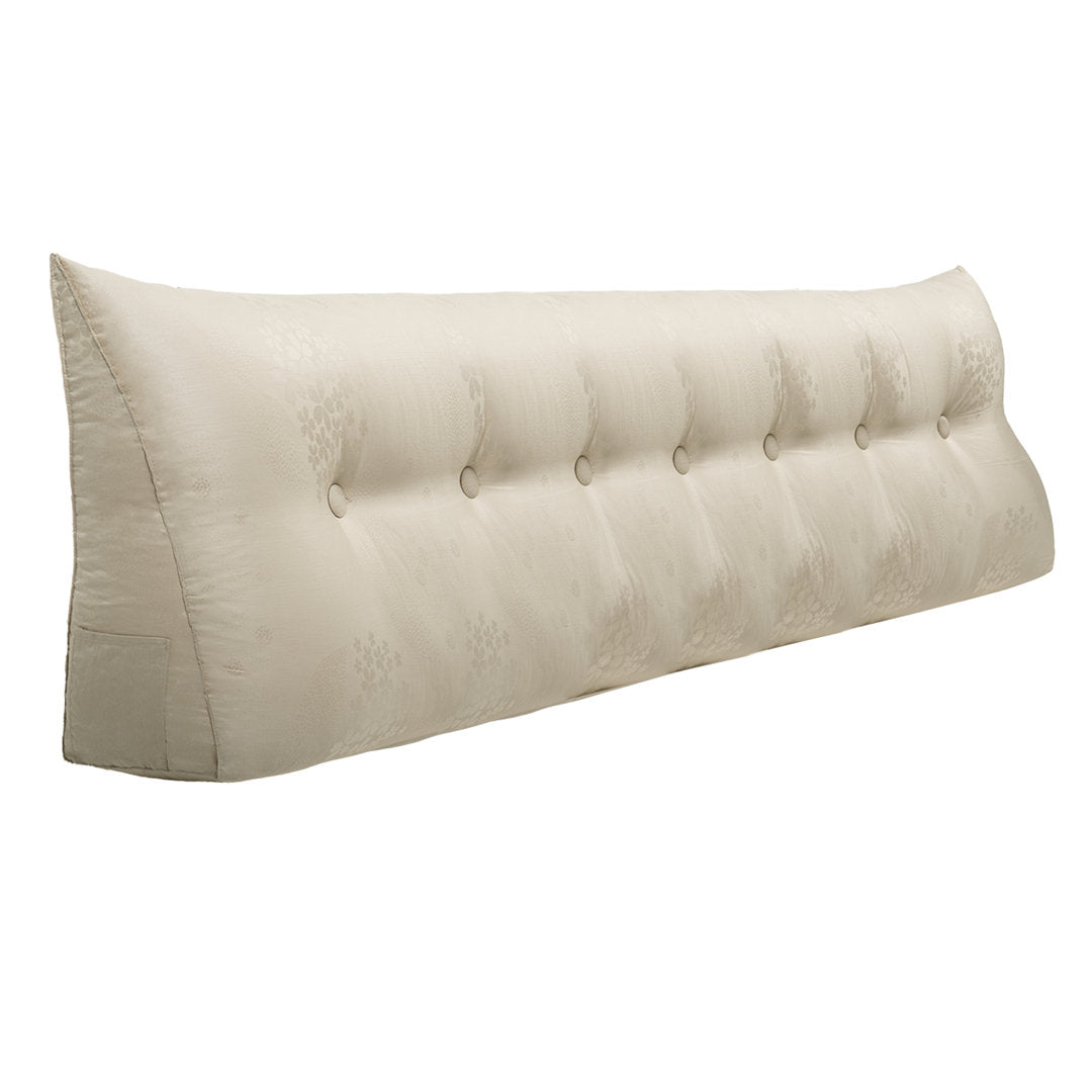 Sit-up Back Comfort Large Triangular Bolster Headboard Reading Wedge Pillow Versatile Bed Rest Positioning Support WOWMAX Color: Light Beige Size: 20"H x 76"W