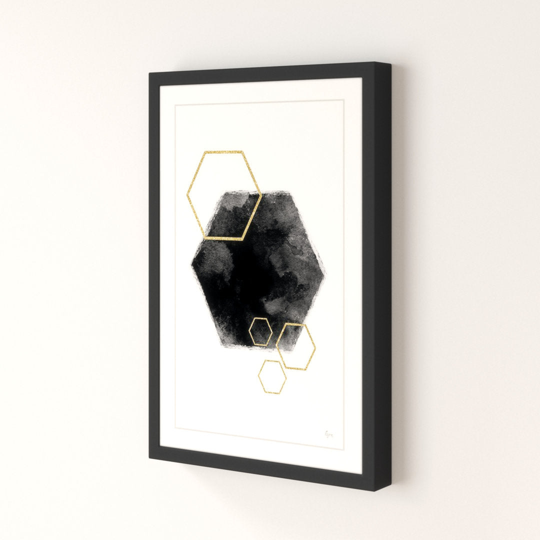 Black Hole Hexagon by Eyre Tarney Picture Frame  Print Etta Avenue™ Teen Size: 18" H x 12" W x 1.5" D