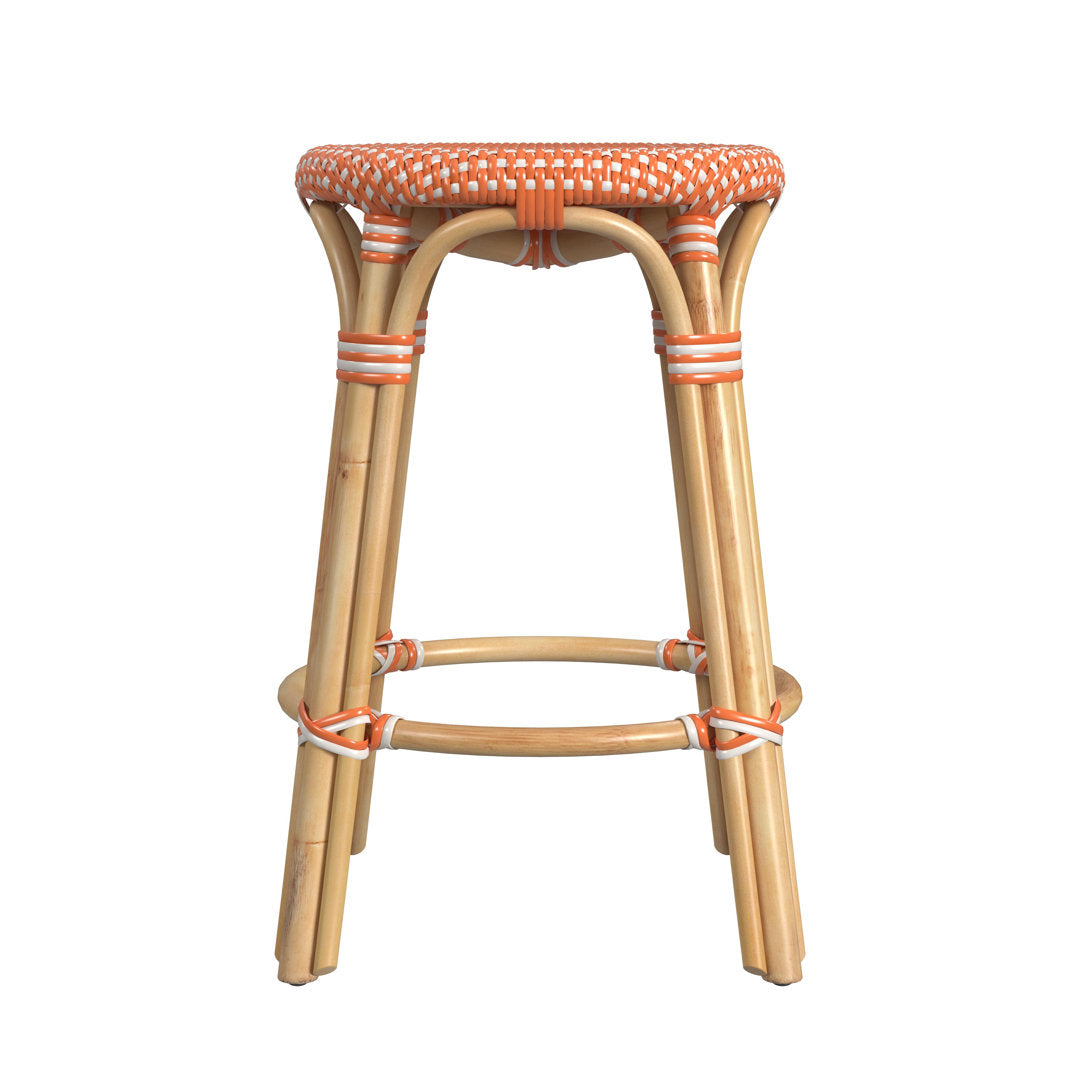 Alastair Bar & Counter Stool Birch Lane™ Color: Orange/White Dot/Natural Rattan Frame Seat Height: Counter Stool (24" Seat Height)